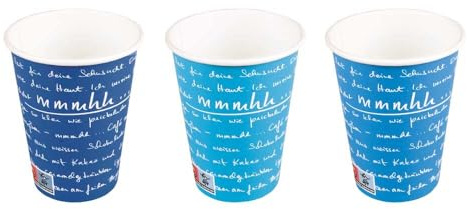 Wertpack Coffee To Go Becher, Kaffeebecher, 3 verschiedene Blautöne, 300 ml, Hartpapier, 50 Stück