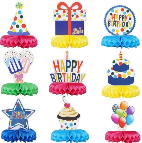 Zythrem 9PCS Centrotavola a Nido d'Ape per Compleanno - Decorazione Tavola per Feste, Baby Shower - Bambini