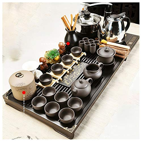Fully Automatic Tea Set, Full Set of Small Tea Ceremony Tea Tray,Tea Set with Water Heater, Teacups, Tray Tea Set for Office Home Use