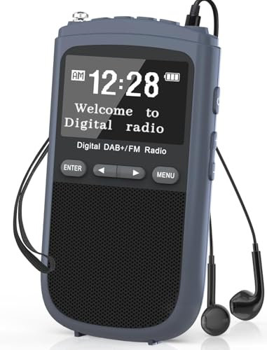 Portable DAB Radio, Mini DAB/DAB+ and FM Radio, Rechargeable Battery, Earphone Included, Small Digital Pocket Radio with LCD Display, Sleep Timer, Dual Alarm, Key Lock, Wire Antenna