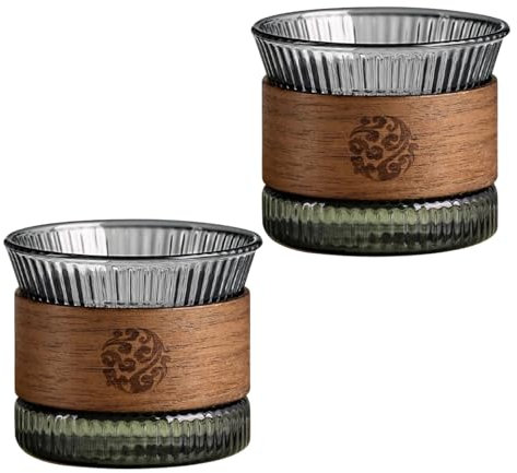 Set di 2 tazze da caffè da 170 ml, per cappuccino, in legno di noce, per tazze da espresso, tè, caffè e cappuccino