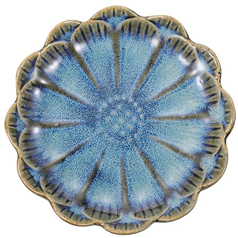 CLISPEED Keramik Snackschale in Blumenform, Blau, Wiederverwendbar | Essig und Beilagen, Leicht zu Reinigen, Schlichtes Design, Praktisch und Schön