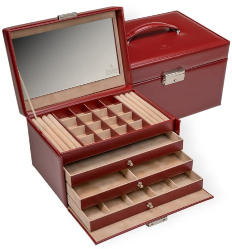 SACHER Schmuckkasten Lena amadora/rot (Leder)