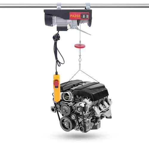 Electric Hoist,550W Engine Hoist Electric Hoist for Garage With Cable Remote Control Capable of Bearing 250kg,Electric Pulley System Suitable for Factories, Workshops, Carmakers