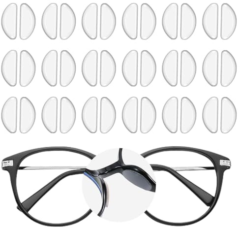 24Paar Adhesive Nasenpads Brillen Pads Silikon Nasenpads Antirutsch Brillenpads Adhesive Nasenpad Brille Selbstklebend Dünne Rutschfeste Anti Rutsch Brillen Pads für Sonnenbrillen(1mm,Transparent)