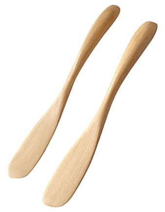 Cabilock Lot de 2 Couteaux à Beurre en Bois Naturel 12 Cm, Étaloirs à Confiture et Tartineurs à Crème, Ustensiles Polyvalents Cuisine et Pâtisserie, Accessoires Maison pour Fromage et Beurre