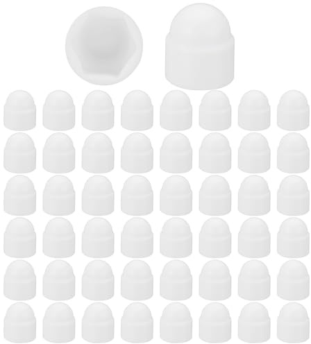 PATIKIL 50 Pcs Hex Nut Cover, M6x10x14mm Nylon Screws Bolt Covers Caps Dome Acorn Hex Head Bolt Protection Cap for Screws Nut, White