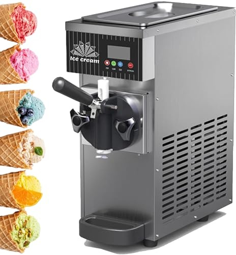 Luzphened Máquina para Hacer Helados Comercial Máquina Profesional de Helados 450W Máquinas de Helado Suave de 4-5 L/H,Máquina de Hielo Vertical, con Cilindro de Acero Inoxidable 2,5 L Grey