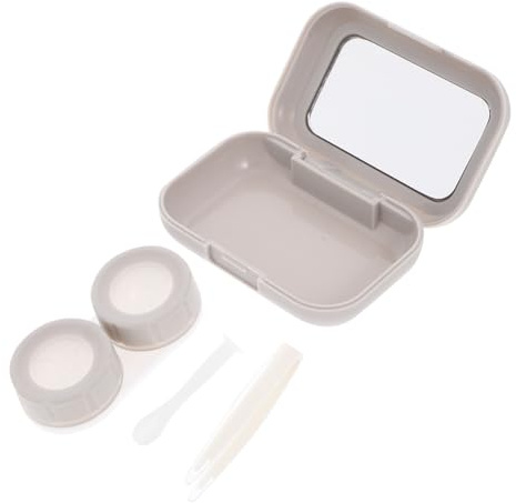 FONDOTIN Estuche para Lentes de Contacto con Espejo Incorporado, Caja de Almacenamiento Ligera y Segura de Abs para Viaje y Uso Diario