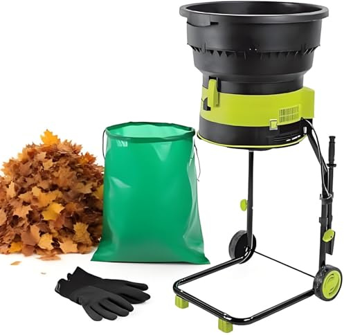 AiODiO Broyeur de Feuilles électrique sans Lame, broyeur de Feuilles de Jardin, Conception sans Lame, Grande trémie pour Un Chargement Facile, pour Le Nettoyage de la Cour 30mpowerline