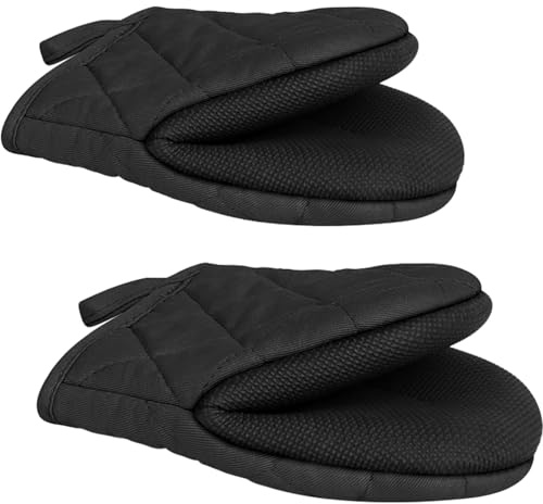 Chtaoxin 1 Pair Oven Gloves, Kitchen Oven Mitts High Heat Resistant 500℉, with Non-Slip Grip Surfaces and Hanging Loop, Hanging Loop Oven Mitts for BBQ, Baking, Cooking and Grilling