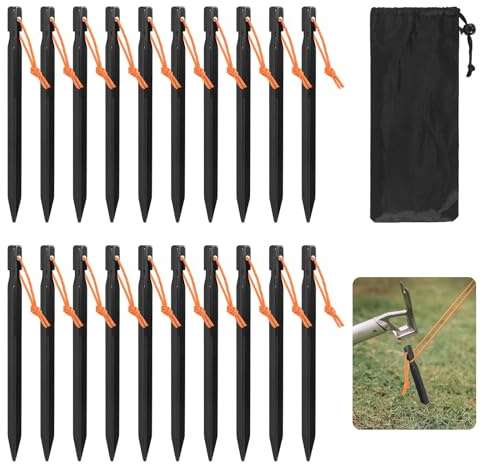 VUTYNKO 20 Stück Aluminium Zeltheringe, 18cm Y-Förmige Wirbel Zelt Heringe Erdnägel Stabil, Ultraleicht Schwerlast Camping Heringe zum Sturmsicher für Zeltplane