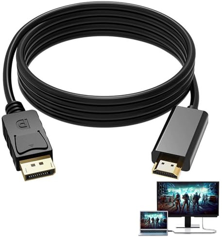 Câble DisplayPort vers HDMI 1,8 m 4K 30Hz,Adaptateur Displayport vers HDMI,Unidirectionnel DP(Source) versHDMI(Affichage),Compatible avec Moniteur TV Projecteur Ordinateur Portable Dell HP et Plus
