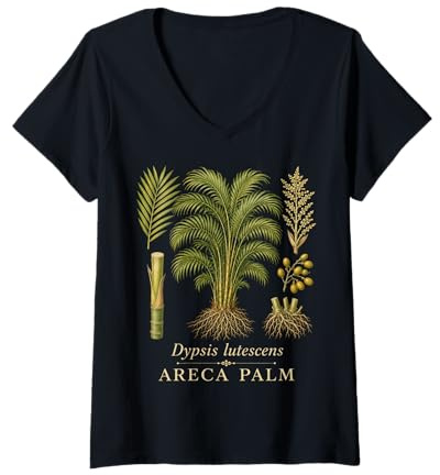 Women's Areca Palm Botanical Plant Vintage Style V-Neck T-Shirt
