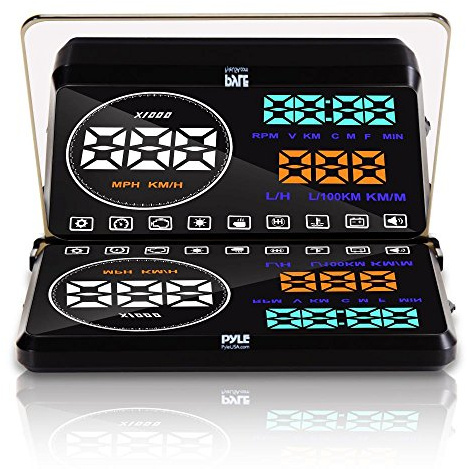 Pyle Universal 5.5’’ Car HUD Head-Up Display Windshield Screen Projector Vehicle Speed & Diagnostic Monitor System Plug & Play OBD2/EUOBD Water Temp, Voltage, Fuel Indications & More (PHUD18OBD)