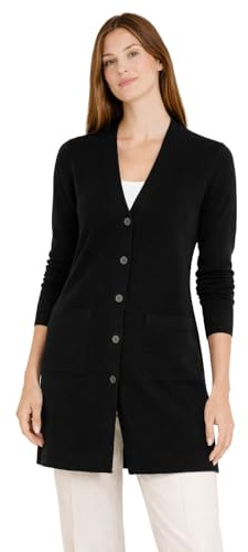 State Cashmere Button Front Fashion Cardigan - Long Sweater/Sweater Dress for Women Made with 100% Pure Cashmere Sourced from Inner Mongolia Goats - Soft, Lightweight & Versatile - (Black, Medium)