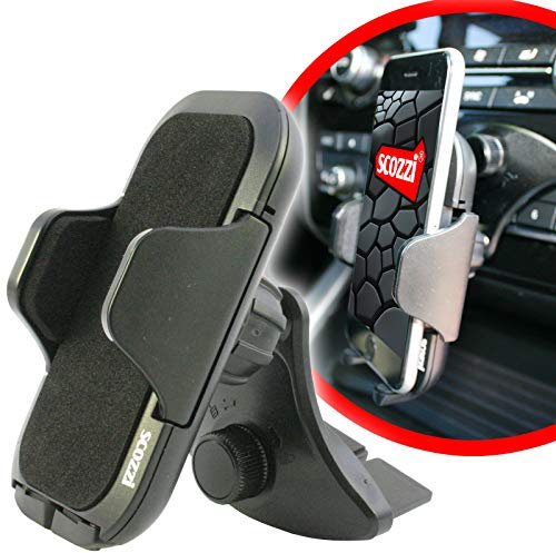 scozzi Handyhalterung Auto CD Schlitz Einschub Fach Handy KFZ Halterung Halter zB kompatibel mit Samsung S25 S24 S23 A56 A55 A36 A26 für iPhone 17 16 15 14 13 FE Plus Ultra Lite Pro
