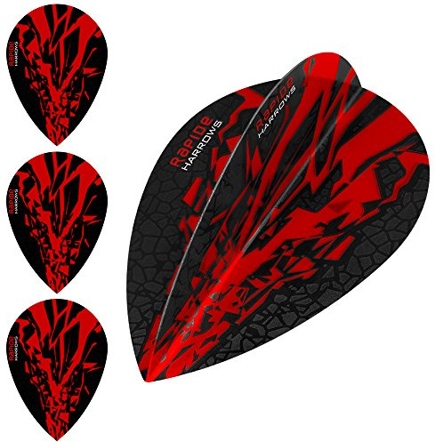 Harrows Rapide X Dart Flights - 100 Micron - Pear - 1 Set (3) (Red)