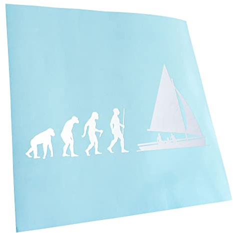 Kiwistar - Autoaufkleber - Segeln Boot Evolution - mattweiss - 20x10cm - Heckscheibe Auto Aufkleber wetterfest für Kfz LKW Mofa Truck - Sticker außen selbstklebend Tuning Zubehör für Fenster Fahrzeug