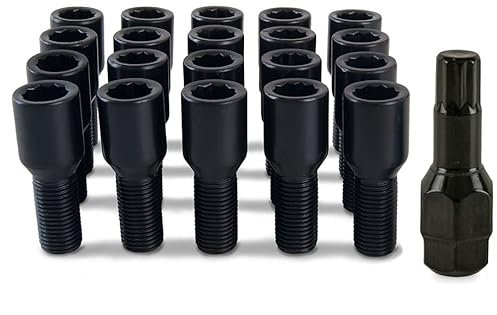20 x Black Slim Fit Tuner Nuts Bolts for Renault Megane Aftermarket Alloys
