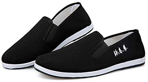 Chaussures de Kung Fu Chaussons d'arts Martiaux Traditionnels Chinois Souple Confortable et Léger (45 EU),Noir