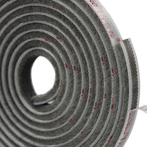EDGEAM Selbstklebend Dichtungsband Bürste Fensterdichtung Türdichtung Bürstendichtung für Tür Fenster Zugluftstopper Staubdicht Dichtungsbürste Kleiderschränke, 5 Meter, 9MM breit x 5MM hoch (Grau)