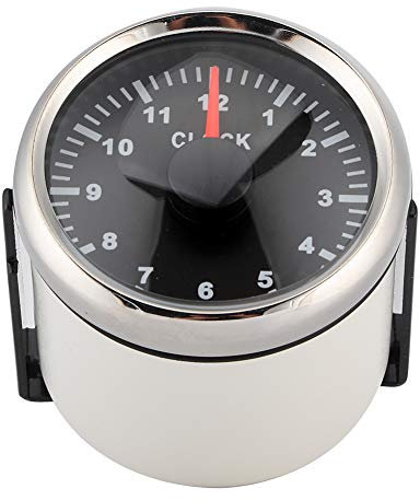 Zifferblatt Uhr Meter, Qiilu Auto Uhruhr Zifferblatt, 2 Zoll Universal 0-12 Stundenmesser Uhr Instrumententafel Anzeigen Anzeige Rote Hintergrundbeleuchtung 12V/24V für Auto Boot Yacht(schwarz)