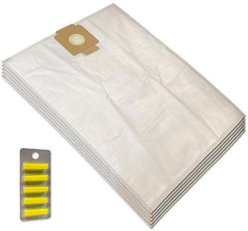 MohMus SET 5 Air Fresheners + 5 Vacuum Cleaner Dust Bags For Kärcher T 12/1 - T 15/1 - T 17/1 - T12/1 - T15/1 - T17/1-6.904-312.0, 6.904-315.0, 6.907-017