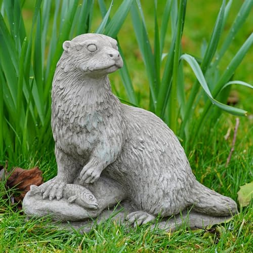 Statua in pietra di lontra | Calcare ricostituito vintage animale cemento ornamento da giardino decorazione esterna