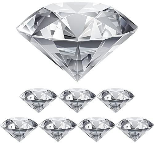 Cisolen 8 Stück Kristall Glas Diamant Crystal Glas Geschliffen Diamant Klare Kristall Glas Diamant für Hochzeitsbevorzugung Dekorationen Wohnkultur Partydekoration Schaufensterdekoration 40mm