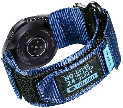 Kompatibel mit Samsung Galaxy 45/44/40mm Watch 6/5/5 Pro/4/, 46/42mm watch 4 Classic/ 45mm Watch 3 Uhrarmband, Nylon Sportband mit Klettverschluss