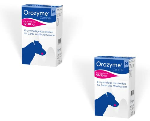 Orozyme Kaustreifen M - Doppelpack - 2 x 141 g - Hunde - Mundhygiene - Malzgeschmack - 282 Gramm
