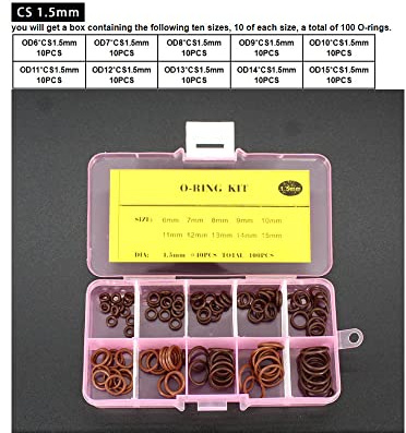 Braun FKM O Ring Kit Sortiment Fluororubber Dichtung Dichtungsring Set Set,CS 1.5mm