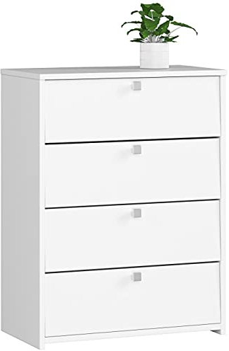 3E 3xE living.com 3xEliving Schuhschrank Deanna 1, Schuhkipper, Schuhregal für Flur mit 4 Klappen in weiß