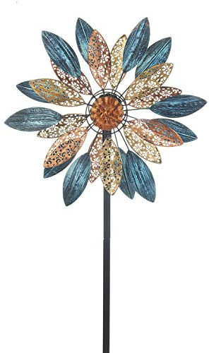 Kobolo Windrad Dekostecker Ornament XXL, 50x195 cm, Mehrfarbig, XXL Metallwindrad, wetterfest & stabil, dekorativer Gartenstecker für Beet, Rasen & Vorgarten