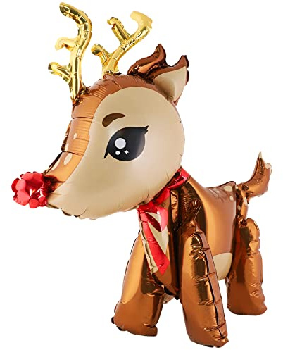 Toyland® Globo de papel de aluminio con forma de reno 3D de 28 - Decoraciones para fiestas navideñas - Globos navideños - Relleno de aire