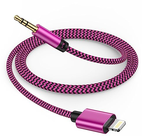Gaef Aux Kabel iPhone 1M [MFi Zertifiziert], HiFi Audio Lightning Klinke to 3.5mm Jack Adapter, Nylon Aux Lightning Kabel für iPhone 14/13/12/11 Pro/10/8/plus/X/XS/XR/SE