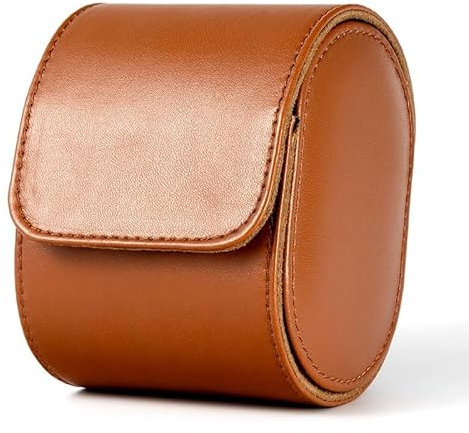 Luxury Leather Watch Storage Box Travel Single Watch Case Watch Gift Box for Christmas Anniversary Birthday(Brown)