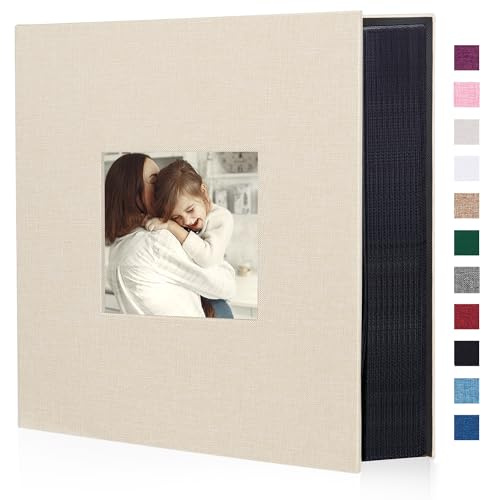 Miaikoe - Album fotografico con 600 tasche, per foto da 10 x 15 cm, album a scomparto di grande capacità per fotografie di famiglia, matrimonio, anniversario, in lino, può contenere 600 foto