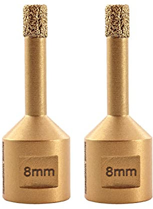 SHDIATOOL Puntas de núcleo de diamante 8MMx2 Puntas de fresado de chaflán y adaptador SDS Plus para azulejos de porcelana mármol cerámica granito ladrillo