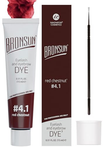 Bronsun Augenbrauenfarbe und Wimpernfarbe, Eyebrow & Eyelash Dye Gel - 4.1 Red Chestnut (rotbraun), 15 ml (für bis zu 40 Anwendungen)