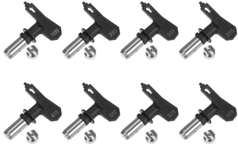 sourcing map 8 Stück verschiedene Größen umkehrbare Spritzdüsen für Airless-Spritzgerät 109, 213, 311, 315, 413, 517, 619, 621 Farbspritzdüsen Spritzgerät Ersatzteile, Schwarz