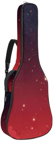 Universal Gitarrentasche Wasserdicht Gigbag für 40/41/42 Zoll Akustikgitarre mit Zubehörfach Rot Sternenhimmel, mehrfarbig, 42.9x16.9x4.7 in, Gitarrentasche