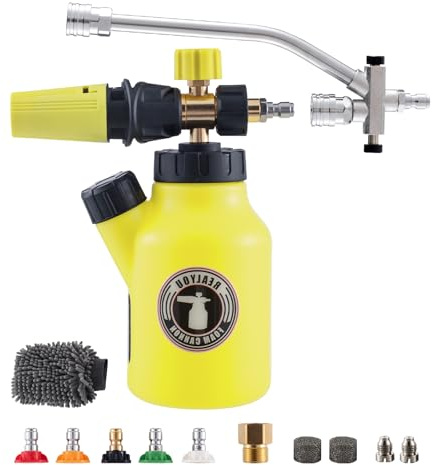 REALYOU Foam Cannon with Foam Cannon Dual-Connector, Pressure Washer Accessory for Car Washing and Cleaning, 5 Pressure Washer Sprayer Nozzles, 1/4 Quick Connect