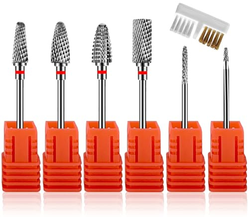 7 Stück Nagelfräser Bits,Nagelfräser Aufsätze,Nail Drill Bits Profi Nagelbohrer Maniküre Hartmetall,Entfernen Gelnägel,mit Pinsel (Stil 3) | Profi Nagelbohrer Maniküre Hartmetall, Entfernen Gelnägel, mit Pinsel