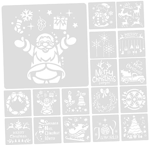 CORHAD 16blätter Schablonen Malen Für Weihnachten Partydekoration Diy-vorlagen Aus Pet-material Wiederverwendbare Fensterdruckschablonen Künstlerbedarf Bastel-sprühschablonen