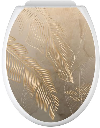 Lumaléa - Stickers Abattant WC Feuilles - Adhésif BRILLANT - 35x43 cm