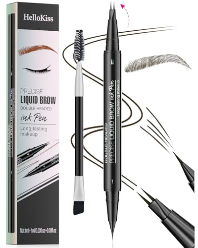 RZJZGZ Dual-Ended Eyebrow Pen, 3D Waterproof Eyebrow Pencil, Black Brown | Curved Contouring Pen with Micro-Fork-Tip and Precise Brush-Tip Create Natural Hair-Like Brows, Last All-Day