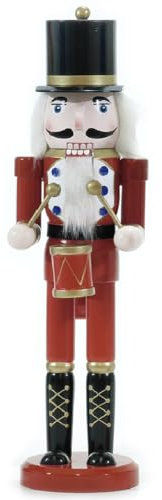 NATALE Soldatino Schiaccianoci in Legno H 60 Soldato con tamburo ELEGANTE DA COLLEZIONE natalizio idea regalo