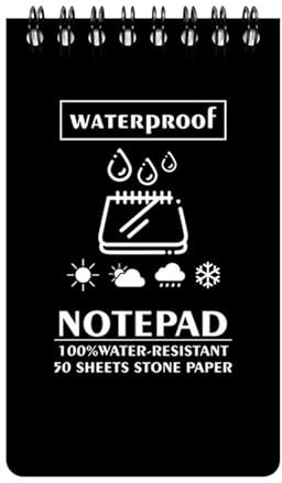 Palaufr Wasserdichtes Notizbuch aus Papier, wasserdichtes Taschennotizbuch - Wasserfeste Notizblöcke | Tragbare Journal-Notizblöcke, Spiraltaschen-Notizblock mit 50 Seiten für Outdoor-Camping, Zuhause